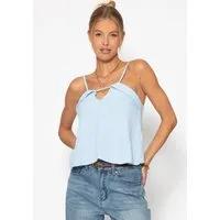 SASSYCLASSY Trägertop Feminines Musselin Top aus Baumwolle Damen elegant Luftiges Damen Top mit elegantem Cut-Out Detail in Hellblau Schwarz