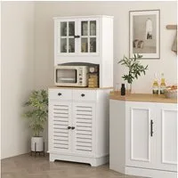 HOMCOM Küchenbuffet mit 2 Schränken, verstellbaren Ablagen (Hochschrank, 1-St., Küchenschrank) für Küche, Esszimmer, 68 x 39,5 x 170 cm, Weiß