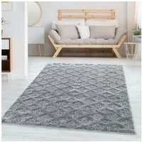 Carpettex Hochflor-Teppich Geometrisch Design, Rund, Höhe: 20 mm, Teppich Wohnzimmer Geometrisch Design 3D Optik Skandinavische Stil