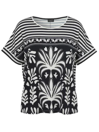 VIA APPIA DUE - T-Shirt mit Mustermix und Rundhalsausschnitt blau - Gr. - 42