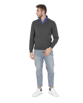 Crown Of Edinburgh Kaschmir Herren Schal Kragen Pullover Coe 0011 Navy