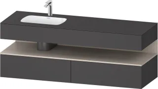 Duravit Qatego Einbauwaschtisch mit Konsolenwaschtischunterbau Graphit Matt 1600x500x600 mm - QA4795 QA4795091490010