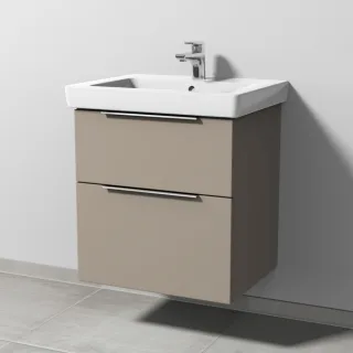 Sanipa 3way Waschtischunterbau zu Villeroy & Boch Subway 2.0 Waschtisch mit 2 Auszügen, Sandgrau-Mat UF61267