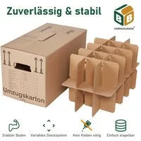 BB-Verpackungen Umzugskarton Gläserkarton inkl. Einsatz für 30 Gläser, 2-wellig, 600 mm x 330 mm x 340 mm, 5 Stück