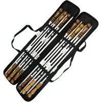 BIG-PAN Schaschlikspieße Set 12 Schaschlikspießen mit Tasche Grillspieße (Grillspieße mit Aufbewahrungstasche für Grill, Camping & Outdoor, Spieße, Tasche), kaltgewalzter Edelstahl