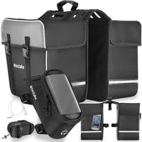 tectake Fahrradtasche (Fahrradtasche GEORG, in schwarz), Inkl. 3,5 mm Kopfhörerverlängerungskabel