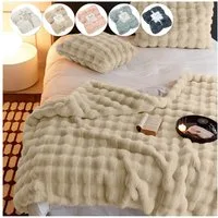 Überwurf Plüsch Kuscheldecke Flauschig Decke, Super Weiche Kuschelige, Sunicol, Kaninchen Kunstfell Warme Sofaüberwurf für Couch Bett Sofa