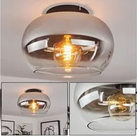 hofstein Deckenleuchte »Cardeto« Deckenlampe aus Metall/Glas in Schwarz/Chromfarben/Klar, ohne Leuchtmittel, Leuchte im Retro/Vintage-Design mit Schirm aus Glas (30cm), 1xE27