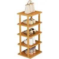 Rutaqian Schuhregal Vertikales Schuhregal,5/7/8 Stöckige Schuhregal aus Holz, Freistehende Schuhhalter Schmal und Hoch für Eingang,Flur