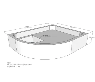 Neuesbad Wannenträger für Kaldewei Zirkon 90x75x6,5 Viertelkreis SD21044