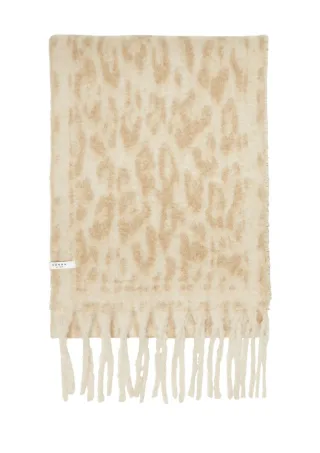 comma - Tuch mit Animal-Print beige - Gr. - ONE SIZE