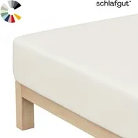 Schlafgut Spannbettlaken Basic Cotton Bettlaken, 160 g/m², 100% Baumwolle, Spannbetttuch, Jersey, Gummizug: rundum, (1 Stück), Spannbettlaken bis 20 cm Matratzenhöhe, bügelfrei und pflegeleicht