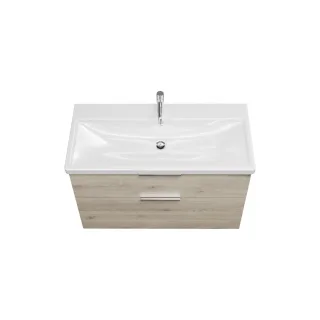 Burgbad Keramik Waschtisch-Set Eqio Eiche Dekor Flanelle/Alpinweiss, SEYQ103F2632C0001 SEYQ103F2632C0001