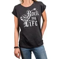 MAKAYA Print-Shirt Ausgefallene T-Shirts Damen lässige Oberteile Top Gitarrenmotiv Tunika (Rock Band Motiv, schwarz, grau, rosa, blau) große Größen