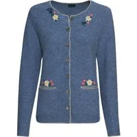 Luis Steindl Trachtenjacke Links-Links-Strickjacke mit Blumenstickerei