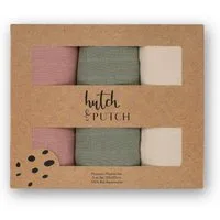 hutch&putch Spucktuch 3er-Set Mulltuch 120x120 cm einfarbig - 100% Bio-Baumwolle - Geburt, (3er Set, 3-tlg), Erstausstattung - Schnuffeltuch Spucktuch Mullwindel Kuscheltuch