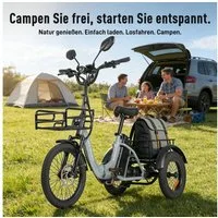 Vankel E-Bike Cityrad AG1 3 rad Faltbares Damen u. Herren E-Fahrrad 960WH Pedelec, 120 km, Kettenschaltung, Heckmotor, 960 Wh, (Beleuchtungsset mit Batterieladegerät, Batterieschlüssel, Werkzeug), Faltbares 3-Rad-E-Bikes 250W, 48V 20AH Akku, 20"×3.0"