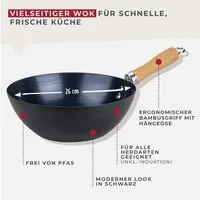 FACKELMANN Wok Antihaft-Wokpfanne, Karbonstahl-Wok, Asiatische Bratpfanne