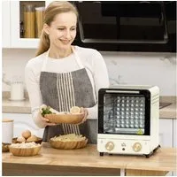 HOMCOM Minibackofen 15L Pizza-Ofen mit Backblech und Gitterrost, zum Grillen, Backen, Toasten, Cremeweiß