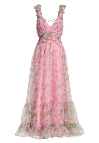 hey kyla - Abendkleid mit floralem Print und Rüschendetails rosy pink print - Gr. - 32