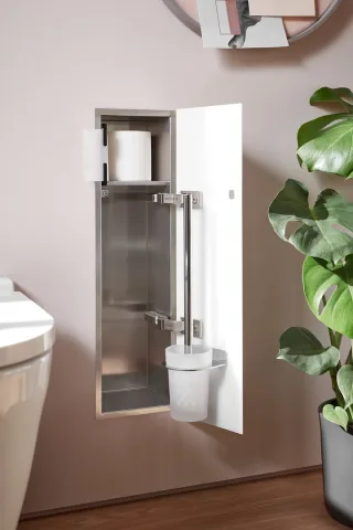 emco WC-Modul asis pure mit Glasfront Türanschlag rechts, Unterputz, 1-türig 600 mm, alpinweiss, 975 975527409