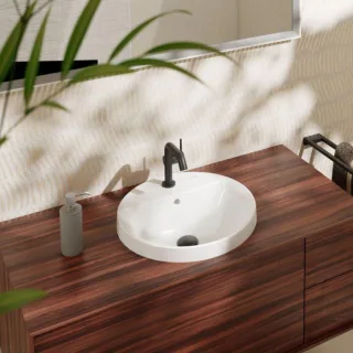 hansgrohe Xuniva Einbauwaschtisch 60159450 450x450mm, mit Hahnloch/Überlauf, weiß