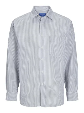 JACK&JONES - JORMARGATE OXFORD SHIRT LS BF LN iron gate - Gr. - L