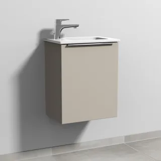 Sanipa 3way Waschtischunterbau zu Duravit ME by Starck Waschtisch mit 1 Tür, Kaschmir-Matt UP7211U