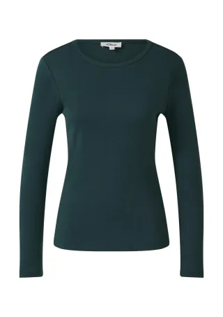s.Oliver Red Label - Longsleeve mit Rippstruktur grün - Gr. - 42
