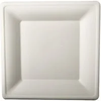 PAPSTAR Einwegteller Teller, Zuckerrohr pure eckig 26 cm x 26 cm weiss 50 Stk