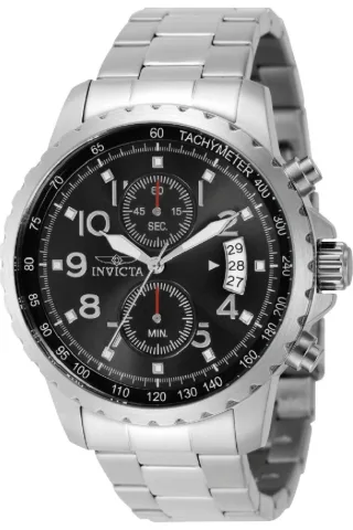 Invicta Specialty 69789 Herrenuhr - Quarzwerk - Stahl mit schwarzem Zifferblatt - 47 mm