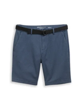 Denim Tom Tailor - TTREGULAR Chino Shorts mit Gürtel navy tonal twill structure - Gr. - M