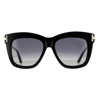 Tom Ford Square Womens Shiny Black Smoke Gradient Polarized