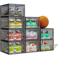 POPOLIC Schuhkiste 9er-Set Größe Schuhboxen Stapelbar Transparent (Schuhaufbewahrung für Stöckelschuhe,Pumps, Schuhaufbewahrung, Hartplastik Schuhbox mit Deckel), Schuhboxen aus klarem Kunststoff