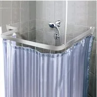 Euroshowers GmbH Duschvorhangstange Euroshowers Duschvorhang Chrom 300 cm 60 cm, 1-läufig, Wand, Decke, Schrauben, Aluminium, Kann von Hand gebogen werden