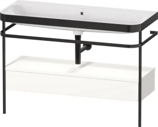 Duravit Happy D.2 Plus c-bonded Set mit Metallkonsole und Schubkasten Weiß Supermatt 1175x490x850 mm HP4744N84840000