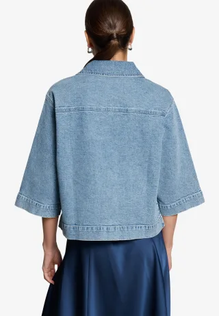 zero - Blazer-Jacke im Jeans-Look light blue denim - Gr. - 34