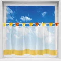 Arsvita Vorhang, Schlaufen, transparent, Voile, Bistrogardine mit Schlaufen, Transparente Küchengardine 150cm x 45cm