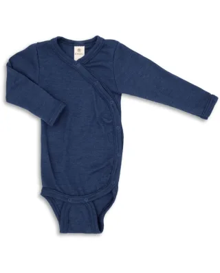 Engel Natur Merino/Seide Langarm Babybody GOTS 50/56 marine