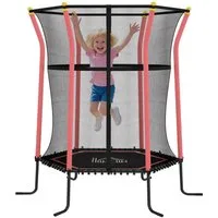 HOMCOM Kindertrampolin mit Sicherheitsnetz, Randabdeckung, Gummiseil, Ø 111 cm, (Indoor Trampolin, 1 tlg., Trampolin), bis 50 kg, für Kinder 3-10 Jahre Rot