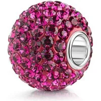 Materia Bead Kristall Charm XXL Glitzer Pink facettiert 1080, Hülse aus 925 Sterling Silber