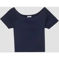 s.Oliver Kurzarmshirt T-Shirt Verkürztes Ripp-Shirt mit Off-Shoulder-Ausschnitt