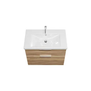 Burgbad Keramik Waschtisch-Set Eqio Frassino Dekor Cappuccino/Alpinweiss, SEYQ083F3437C0001 SEYQ083F3437C0001