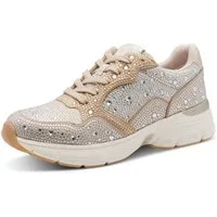 MARCO TOZZI Plateausneaker Freizeitschuh, Halbschuh, Schnürschuh mit glänzenden Strasssteinen