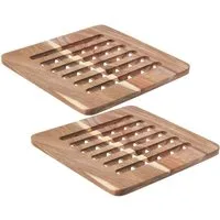 Koopman Topfuntersetzer Untersetzer Pfannenuntersetzer Akazie 20x20 cm Eckig/Rund 2 er Set, Set, 2-tlg., 2tlg, Akazienholz, 20x20cm, Luftdurchlässig, Hitzeschutz