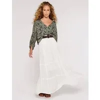 Apricot Maxirock Slub Shimmer Belt Maxi Skirt (2-tlg) mit Flechtgürtel