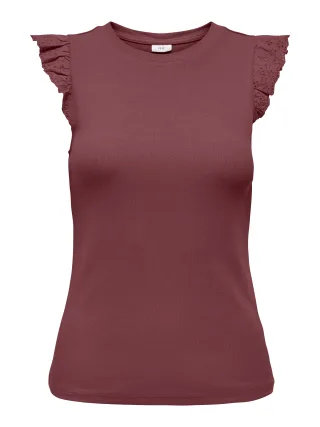 JDY - JDYSOFIA S/L FRILL TOP JRS DIA Oxblood Red - Gr. - M