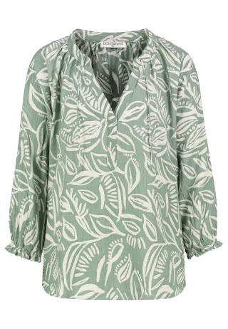 Authentic Style - RE9CIGxhbmdhcm0gQmx1c2UgQWxsb3ZlciBQcmludA== leaves: hedge green-nude beige - Gr. - S
