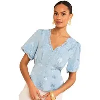 Love & Roses Kurzarmbluse Love & Roses Oberteil mit Satin + Spitze, Regular (1-tlg)
