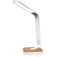 Brandson Schreibtischlampe, dimmbar, 5 Helligkeitsstufen, 3 Lichttemperaturen, Sensor Touch, Timer, LED, LED fest integriert, Tischlampe, Holz Optik, Büro Lesen Studieren, Tischleuchte Weiß